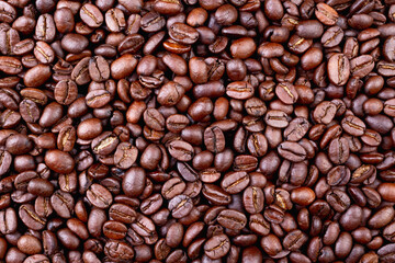 Coffee beans flat lay background
