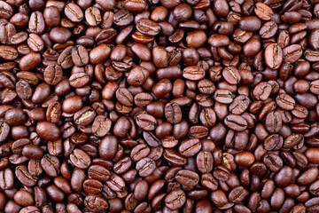 Coffee beans flat lay background
