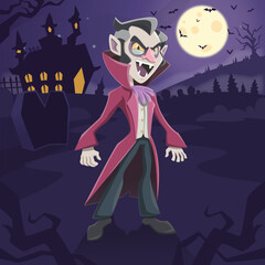 Fototapeta na wymiar Dracula cartoon halloween
