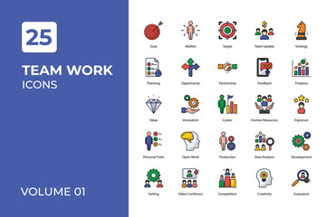 Team work icons collection.