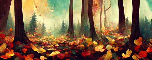 colorful autumn and thanksgiving illustration wallpaper banner