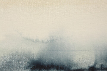 Abstract grain grunge watercolor and acrylic flow blot painting. Blue and beige color canvas...