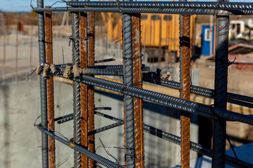 construction site with reinforced concrete structures
