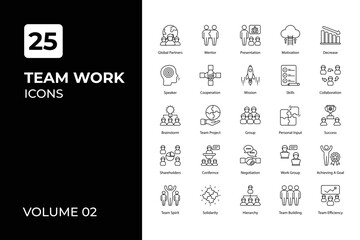 Team work icons collection.