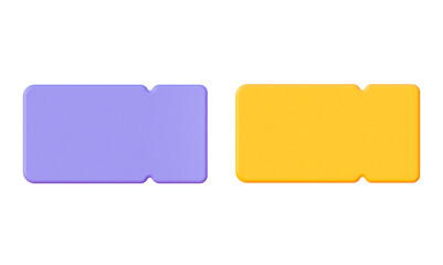 Purple and yellow coupon with an empty space for the text. For cashback and promo code. Bargain shopping. 3d rendering of an isolated online background - obrazy, fototapety, plakaty