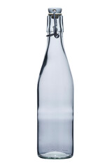 Glass water bottles on a white background