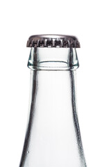 Glass water bottles on a white background