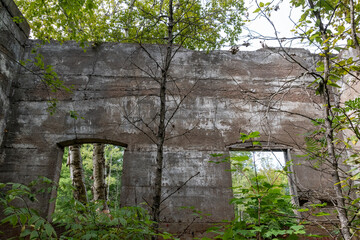 The ruins of an old building in the ghost town of Depot Harbour, Ontario still stand on Wasauksing First Nation land near Parry Sound.