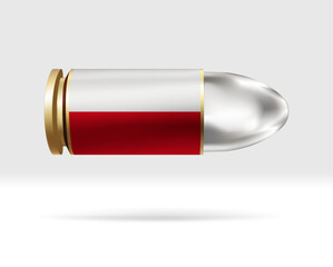 Poland flag on bullet. A bullet danger moving through the air. Flag template. Easy editing and vector in groups. National flag vector illustration on background.
