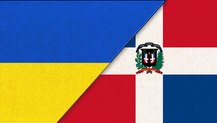 Fototapeta premium National Symbols of Ukraine and Dominican Republic. Two teams sport game