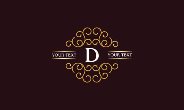 Letter D monogram line graphics. Label logo design, company emblem, restaurant, boutique, page