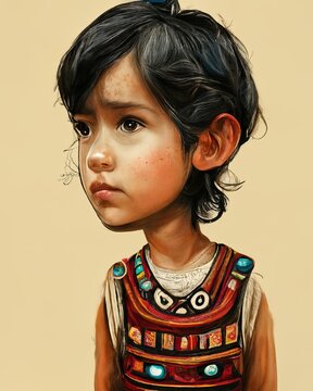 Mexican Boy In Regional Traditional Clothing Digital Art Drawing Illustration