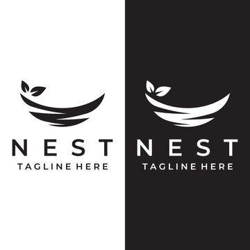 Bird's nest hipster logo creative design vector illustration template.
