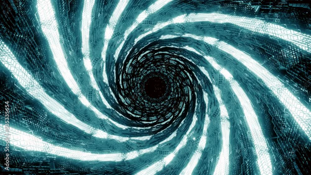 Poster blue and pink tunnel. design.a bright animation in which a bright empty corridor with illuminated wa