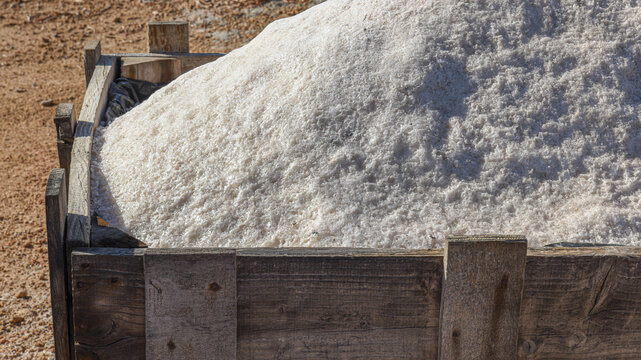 Large Amount Of Salt In Wooden Box