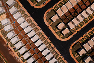 Aerial view of a housing project (popular houses) in the State of São Paulo, Brazil