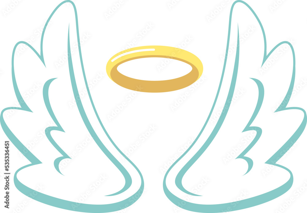 Sticker cartoon angel wings vector illustration