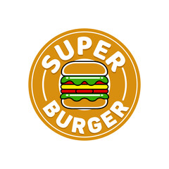 super burger logo template in flat design style