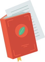 Hand drawn book with a bookmark icon. Vector illustration