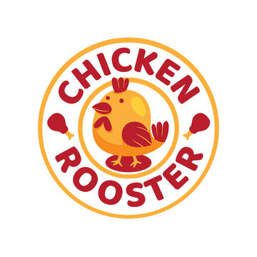 chicken rooster logo template in flat design style