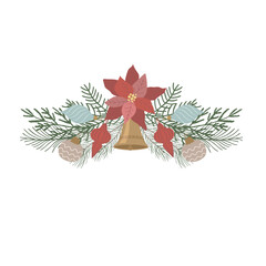 Christmas Bouquet and Arrangement. Vector Illustration.
