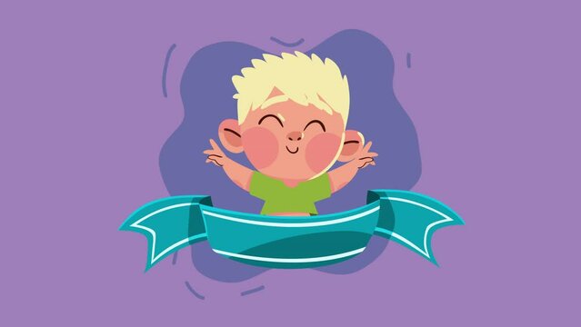 little blond boy kid character animation