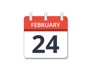 February, 24th calendar icon vector