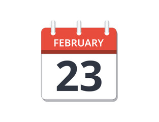 February, 23rd calendar icon vector

