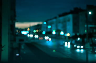 rain autumn evening city defocused background