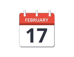 February, 17th calendar icon vector