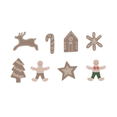 Set of Christmas Cookies on the white Background.