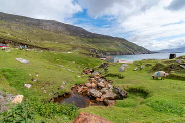Fototapeta na wymiar Landscape at Keem beach on Achil island.