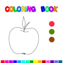 Obraz premium Coloring book with an apple.A puzzle game for children's education and outdoor activities