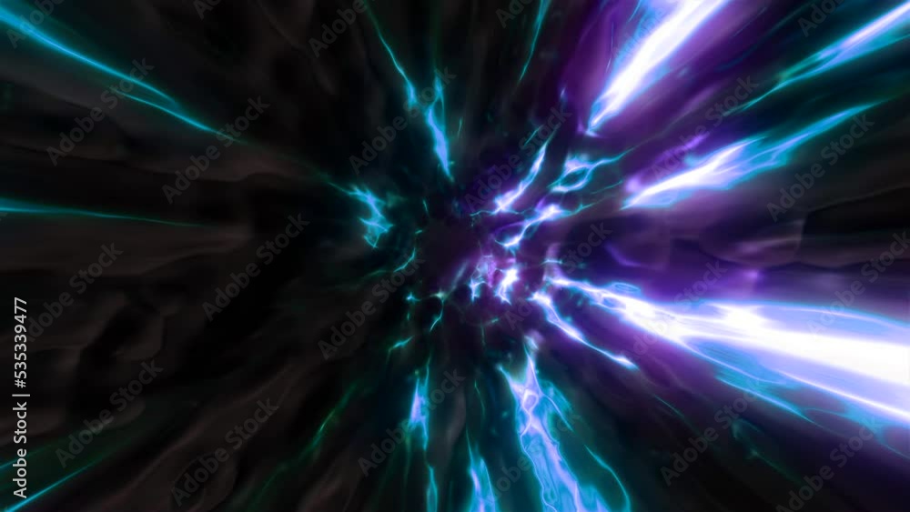 Poster light abstract colorful tunnel, flying deep into the colorful tunnel. motion. moving inside endless 