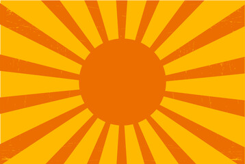 Жёлто-оранжевый фон с солнцем в ретро стиле с потёртостями.Web