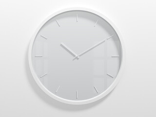 White clock isolated on white background. Minimalism. 3d illustration.