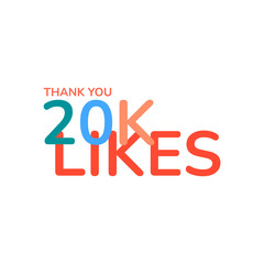 ILLUSTRATION THANK YOU 20K LIKES BANNER CELEBRATION. ICON TEMPLATE DESIGN VECTOR GOOD FOR SOCIAL MEDIA, CARD , POSTER
