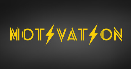 Motivation word with lightning. Inspire sign concept. Stock vector illustration isolated on white background.