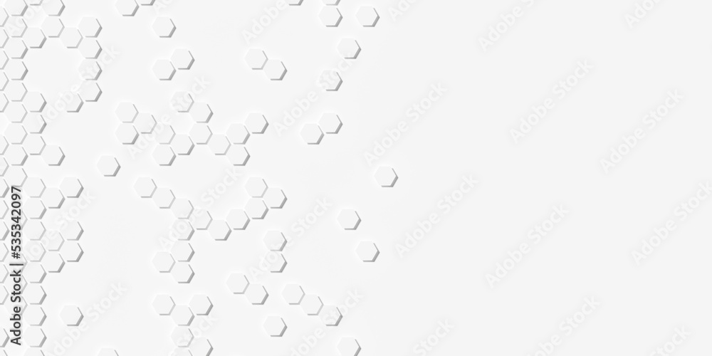 Poster many small white fading out random honeycomb hexagon geometrical pattern background template flat la