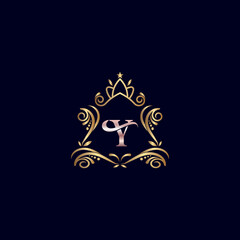 Vintage Monogram Alphabet Y Letter