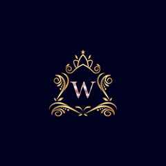 Vintage Monogram Alphabet W Letter