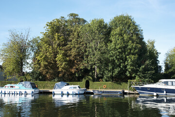 Riverside and boats in the Reading, Berkshire, England
