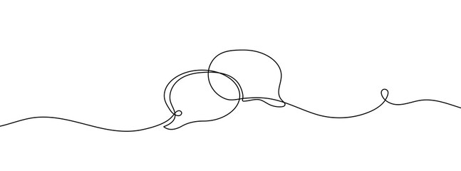 Continuous line drawing. Speech bubbles isolated on white background For mobile app and social media.