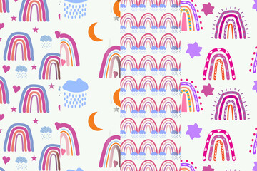 seamless pattern with houses and clouds