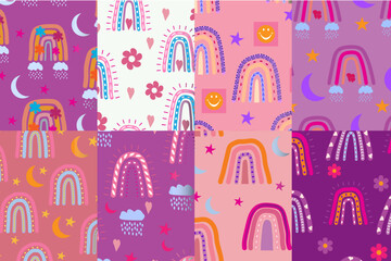 seamless pattern with rainbow