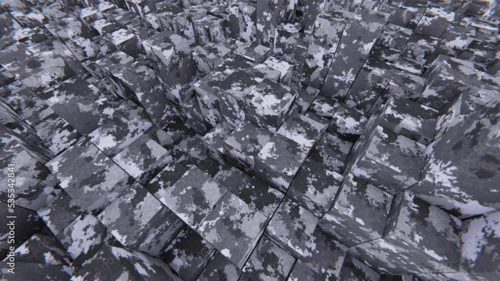 Aufkleber abstract ultra wide angle dof camera looping 3d animation of the moving urban or city camouflage mil