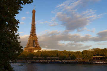 The Eiffel Tower at Sunset, Paris, France.It is the most popular travel place and global cultural...