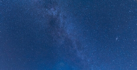 Beautiful bright milky way galaxy. Night photography, starry   sky.