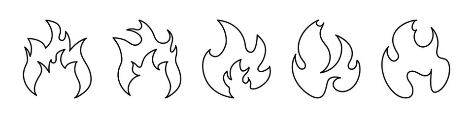 Obraz premium Fire flames. Fire icon set. Fire symbols. Vector illustration