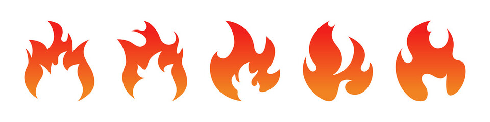 Fire flames. Fire icon set. Fire symbols. Vector illustration